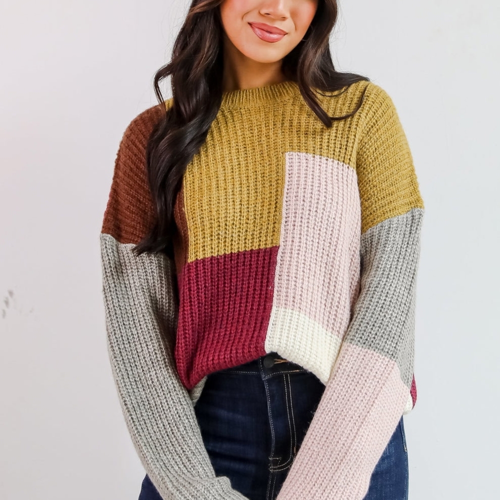 Multicolor Patchwork Knit Sweater - Picture 6 of 9